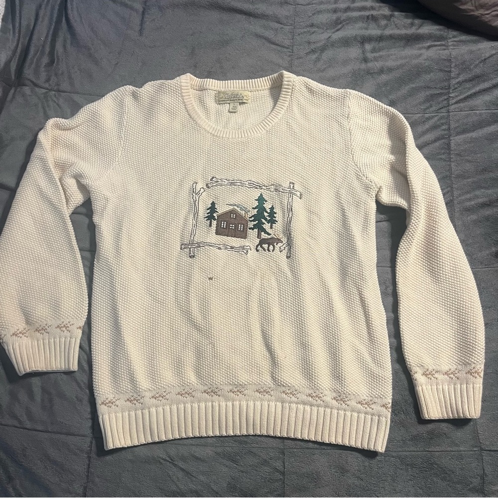 Cabela's Cream Textured Knit Sweater
